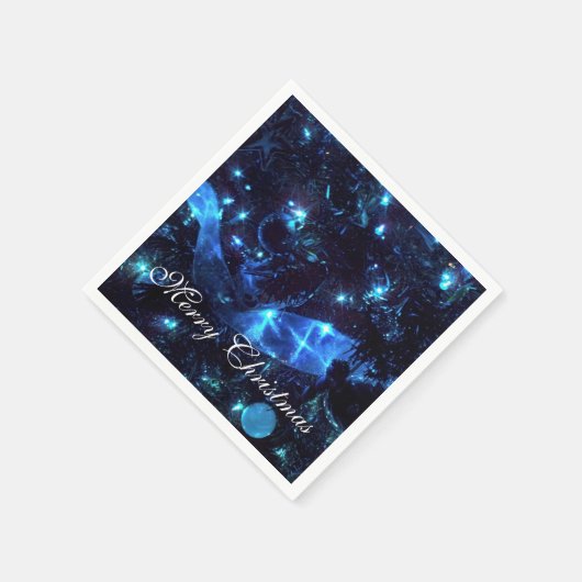 Blue Ornaments und Ribbon Weihnachten Napkins Serviette (Ecke)