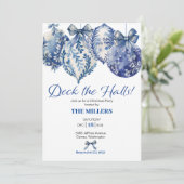 Blue Ornaments Weihnachten Party Einladung (Stehend Vorderseite)