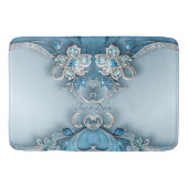 Blue Ornate Floral Bath Mat Badematte (Vorderseite)
