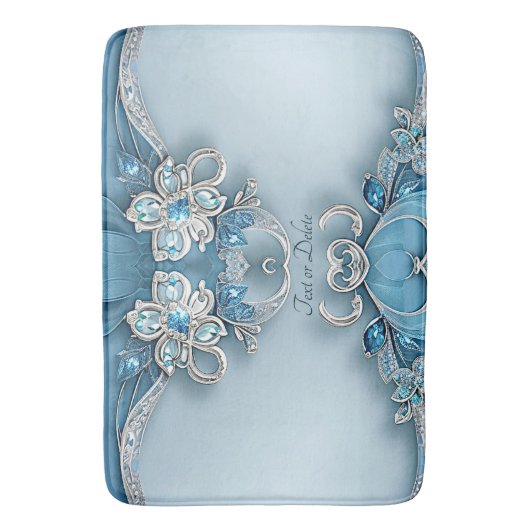Blue Ornate Floral Bath Mat Badematte (Vorderseite Vertikal)