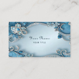 Blue Ornate Floral Business Card Visitenkarte