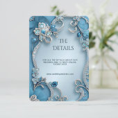 Blue Ornate Floral Detail Enclosure Card Begleitkarte (Stehend Vorderseite)