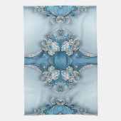 Blue Ornate Floral Kitchen Towel Geschirrtuch (Vertikal)
