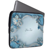 Blue Ornate Floral Laptop Sleeve (Vorne Rechts)