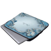 Blue Ornate Floral Laptop Sleeve (Vorne Knopf)