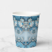 Blue Ornate Floral Paper cup Pappbecher (Rechts)