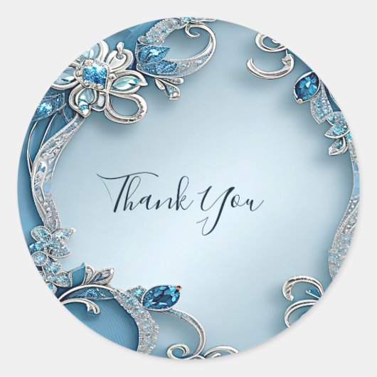 Blue Ornate Floral Sticker (Vorderseite)