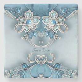 Blue Ornate Floral Stone Coaster Steinuntersetzer