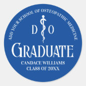 Blue Osteopathic Medical School Graduation Party Runder Aufkleber (Vorderseite)
