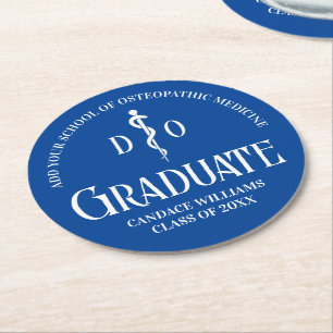 Blue Osteopathic Medical School Graduation Party Runder Pappuntersetzer