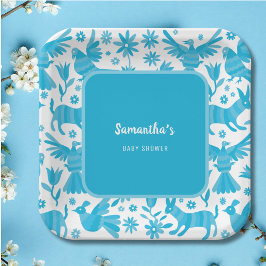 Blue Otomi mexican Baby Dusche Papierplatte Pappteller