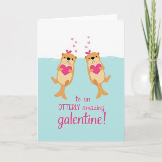 Blue Otterly Amazing Galentine Card Karte (Vorderseite)