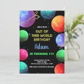 Blue Out dieser Welt Geburtstagseinladungen Einladung (Stehend Vorderseite)