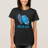 Blue Out Football Tackle Diabetes Warrior Heart Le T-Shirt (Vorderseite)