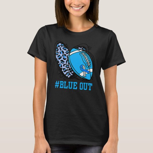 Blue Out Football Tackle Diabetes Warrior Heart Le T-Shirt (Vorderseite)