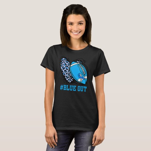 Blue Out Football Tackle Diabetes Warrior Heart Le T-Shirt (Vorne ganz)