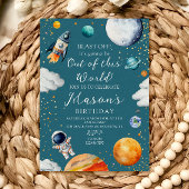 Blue Out of This World Rocket & Astronaut Kids  Einladung