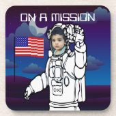 Blue Outer Space American Flag Astronaut Foto Getränkeuntersetzer (Vorderseite)