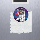 Blue Outer Space American Flag Astronaut Foto Magnet