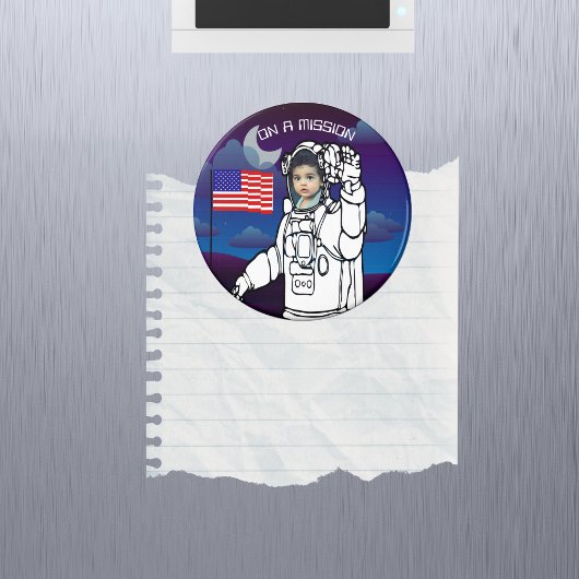 Blue Outer Space American Flag Astronaut Foto Magnet