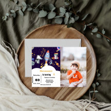 Blue Outer Space Astronaut Junge Geburtstag