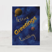 Blue Outer Space Gruß, Funny Christmas Card Dankeskarte (Vorderseite)