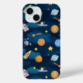 Blue Outer Space Planets Seamless Pattern Case-Mate iPhone Hülle (Rückseite)