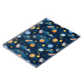 Blue Outer Space Planets Seamless Pattern Notizblock (Linke Seite)