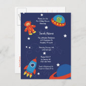 Blue Outer Space UFO Kinderdusche Postkarte (Vorne/Hinten)