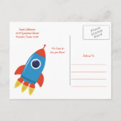 Blue Outer Space UFO Kinderdusche Postkarte (Rückseite)