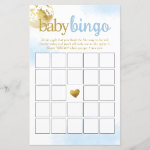 Blue Over Moon Baby Bingo Baby Shower Game