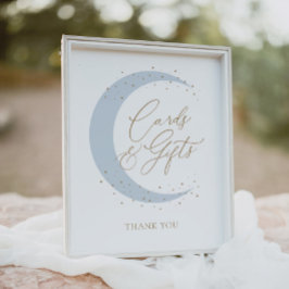 Blue Over Moon Baby Duschkarten und Geschenke Poster