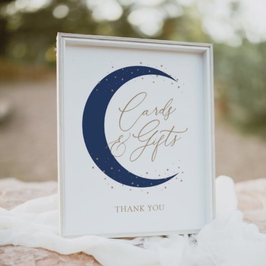Blue Over Moon Baby Duschkarten und Geschenke Poster