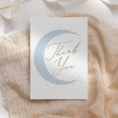 Blue Over Moon Boy Baby Shower Dankeskarte
