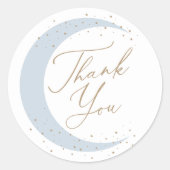 Blue Over Moon Boy Baby Shower Runder Aufkleber (Vorderseite)