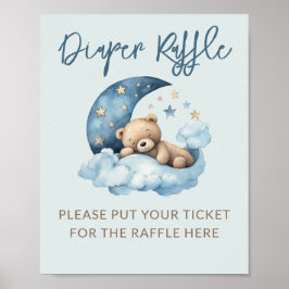 Blue Over the Moon Baby Duwer Diaper Raffle Poster