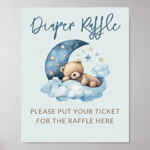 Blue Over the Moon Baby Duwer Diaper Raffle Poster