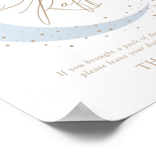 Blue Over the Moon Baby Duwer Windel Raffle Schild (Ecke)