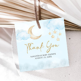 Blue Over the Moon Baby Shower  Geschenkanhänger