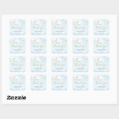 Blue Over the Moon Baby Shower  Square Sticker (Blatt)