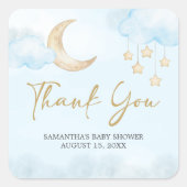 Blue Over the Moon Baby Shower  Square Sticker (Vorderseite)