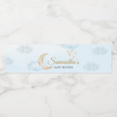 Blue Over the Moon Baby Shower  Wasserflaschenetikett (Einzelnes Label)