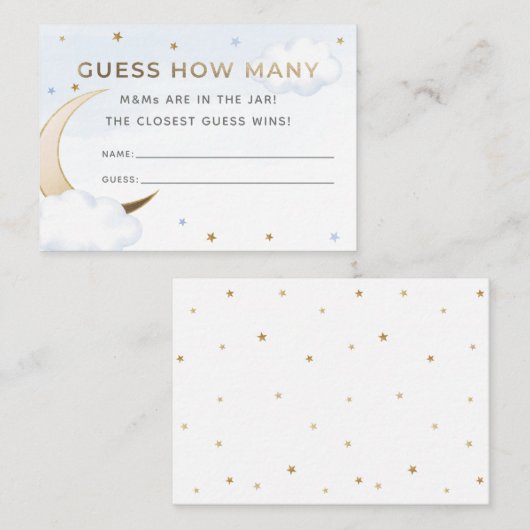 Blue Over the Moon Guess How Many Candies Card Begleitkarte (Vorne/Hinten)