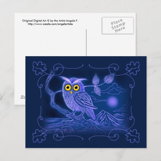Blue Owl Art Postkarte (Vorne/Hinten)