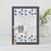 Blue Owl Baby Dusche Einladung (Stehend Vorderseite)