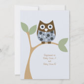 Blue Owl Baby Dusche Einladung (Rückseite)
