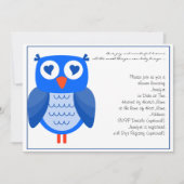 Blue Owl Baby Dusche Einladung (Vorderseite)