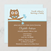 Blue Owl Baby Dusche Einladung (Vorne/Hinten)