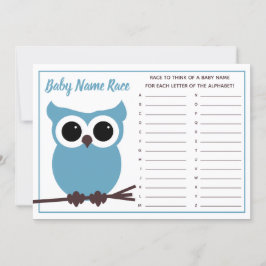 Blue Owl Baby Name Race Baby Duschspiel Einladung