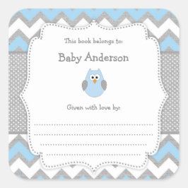 Blue Owl Baby Showbook Quadratischer Aufkleber